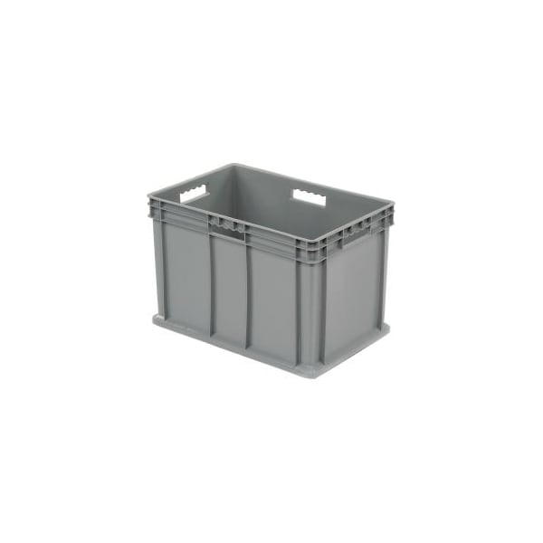 Solid Straight Wall Storage Container, 23-3/4 in L x 15-3/4 in W x 16-1/8 in H, Gray, 2 PK